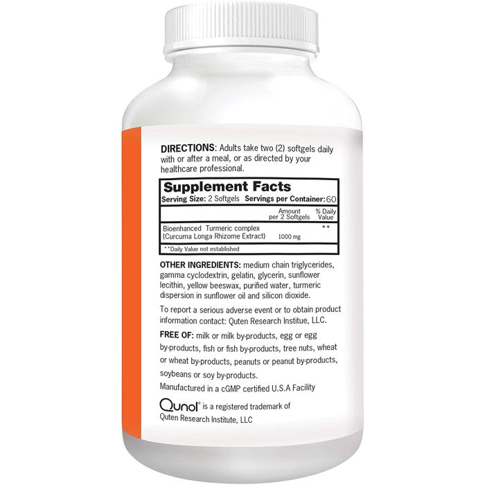 Qunol Turmeric Curcumin Complex 1000mg High Absorption 120 Caps