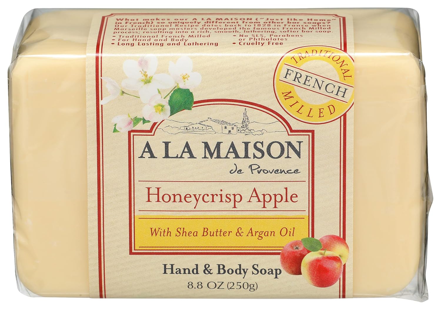 Plant-based Honey Apple Crisp bar soap with moisturizing formula and fresh scent