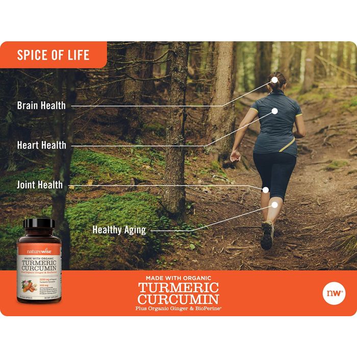 NatureWise Curcumin Turmeric 2250mg BioPerine Organic Ginger 90 Caps