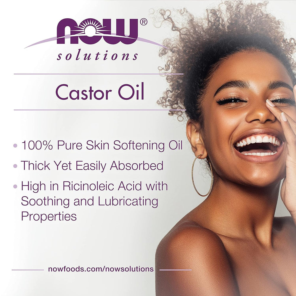 NOW Solutions Castor Oil bottle for skin softening and multi-purpose use