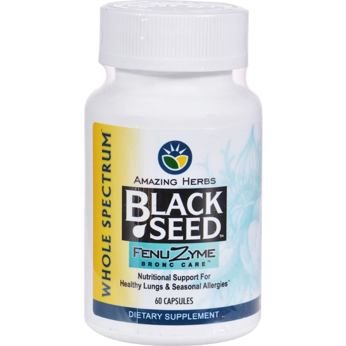 Amazing Herbs Black Seed Fenuzyme Bronc Care 60 Veggie Caps