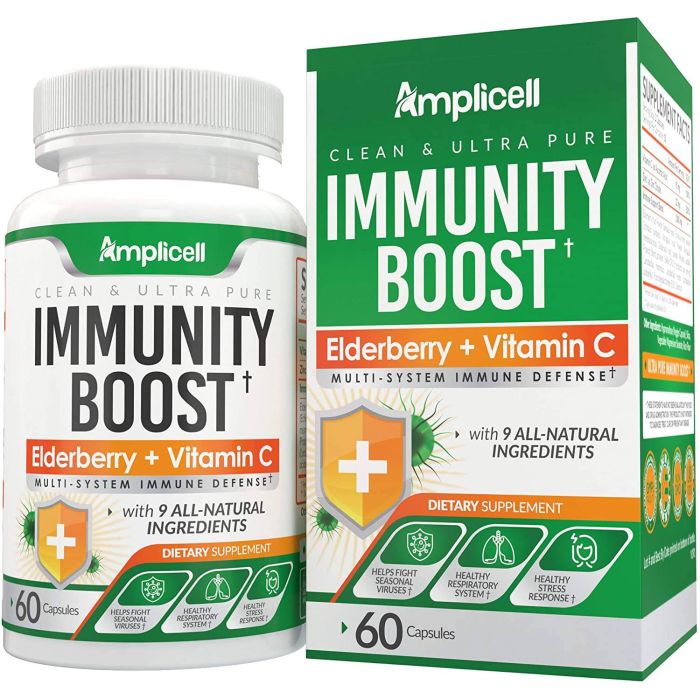Amplicell Immunity Boost Elderberry Vitamin C 60 Caps Immune Defense