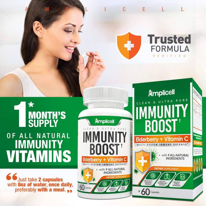 Amplicell Immunity Boost Elderberry Vitamin C 60 Caps Immune Defense