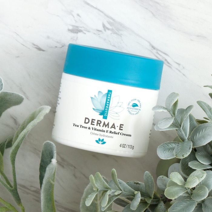 Derma E Vegan Tea Tree and Vitamin E Relief Cream 4 Oz Cruelty Free