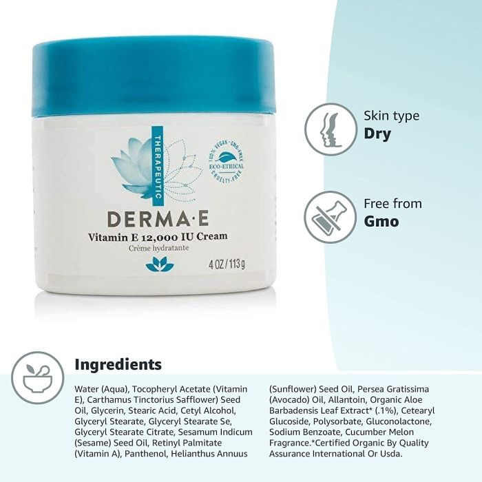 Derma E Vitamin E 12000 IU Multi-purpose Face Cream 4 Oz Vegan