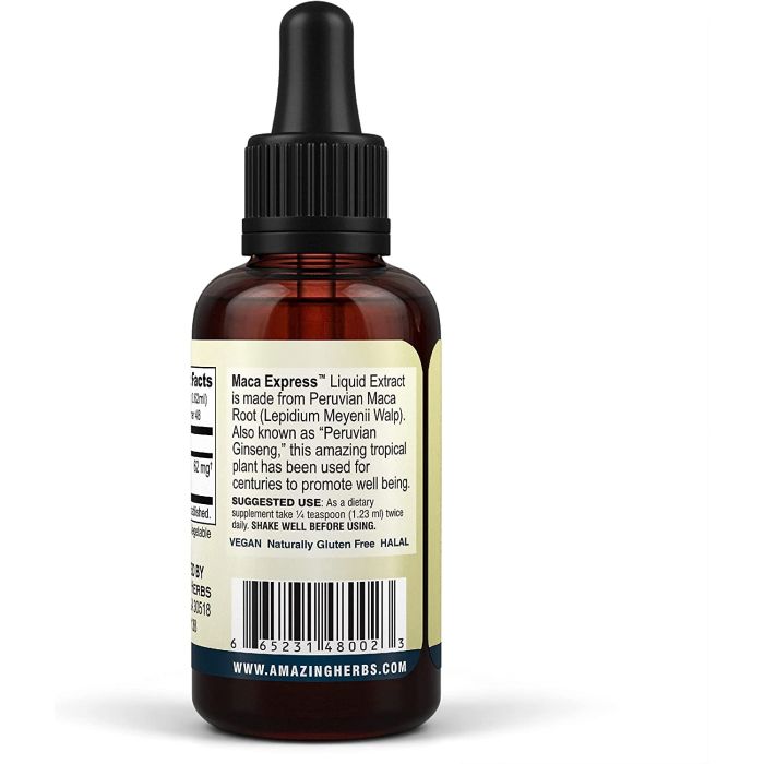 Front view of Maca Express 1 oz – Non-GMO energy and libido support extract

