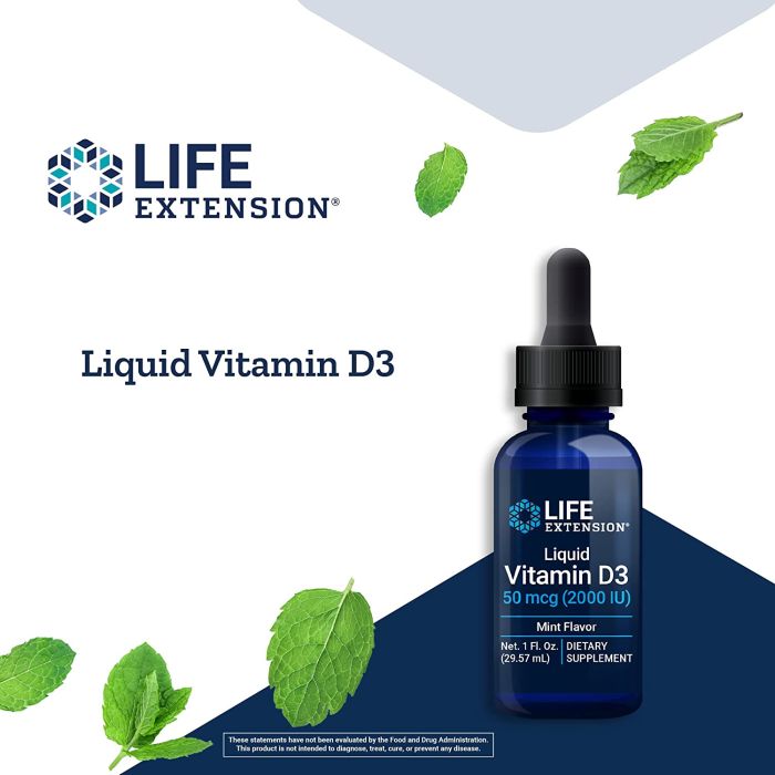 Life Extension Liquid Vitamin D3 50mcg 2000 IU 29.57ml Gluten Free