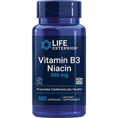 Life Extension Vitamin B3 Niacin 500mg 100 Caps Gluten Free Non GMO