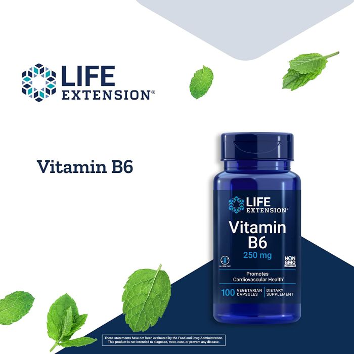 Life Extension Vitamin B6 250mg 100 Vegetarian Caps Gluten Free