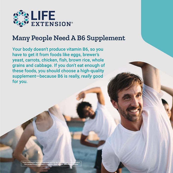 Life Extension Vitamin B6 250mg 100 Vegetarian Caps Gluten Free