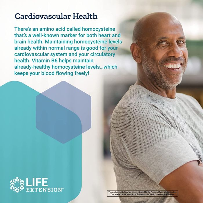 Life Extension Vitamin B6 250mg 100 Vegetarian Caps Gluten Free