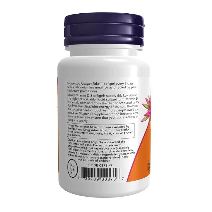 NOW High Potency Vitamin D3 5000IU Structural Support 240 Softgels