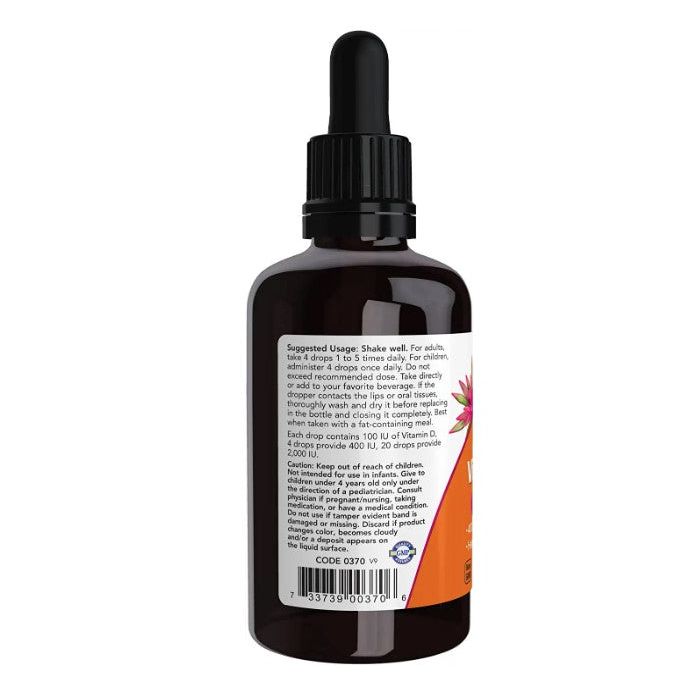 NOW Liquid Vitamin D3 2Oz Structural Support Supplement