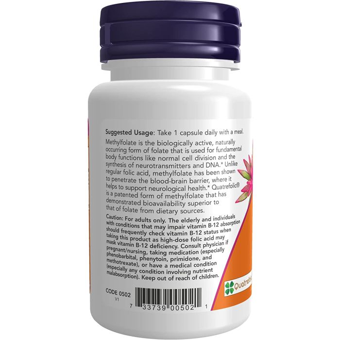 NOW Methyl Folate 5000mcg Co Enzyme B Vitamin 50 Veggie Caps