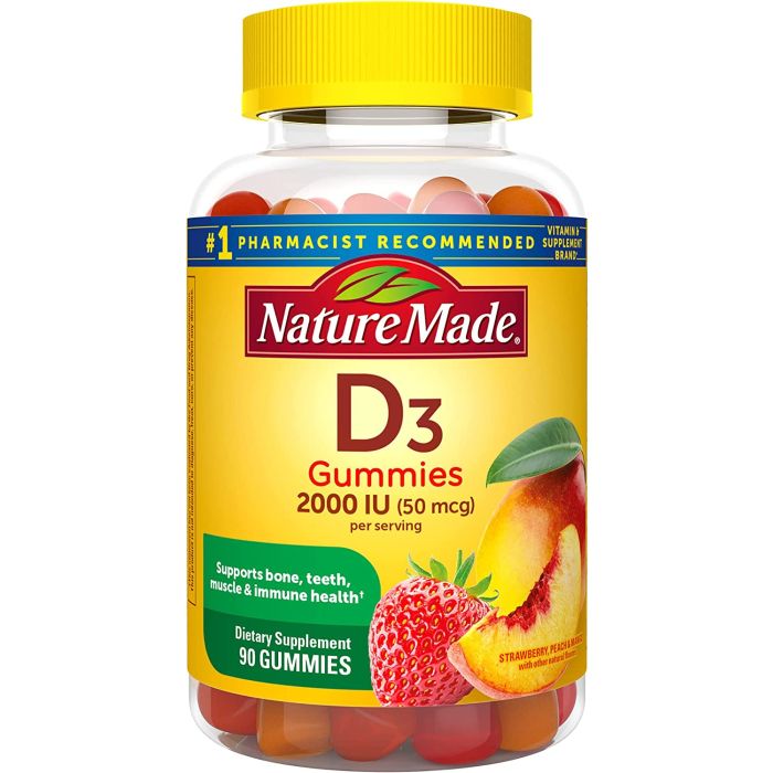 Nature Made Vitamin D3 2000 IU 50mcg Flavored Gummies