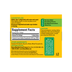 Nature Made Vitamin E 400 IU 267 Mg D Alpha 100 Softgels Antioxidant
