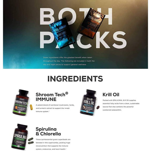 Onnit Total Human Complete Supplement 60 Packs Day And Night Vitamins