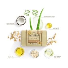 French milled Oat Milk moisturizing soap bar for hands and body care