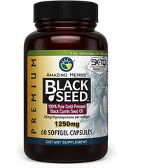 "Pure cold-pressed Nigella Sativa oil 1250mg – non-GMO, gluten-free, and made in USA"