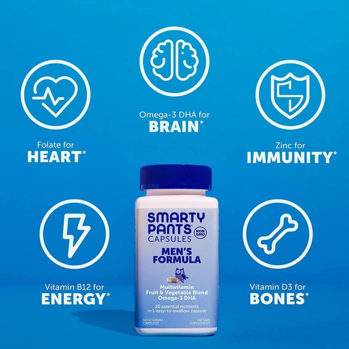 Smarty Pants Men's Formula Multivitamin Non Gmo 30 Veggie Capsules