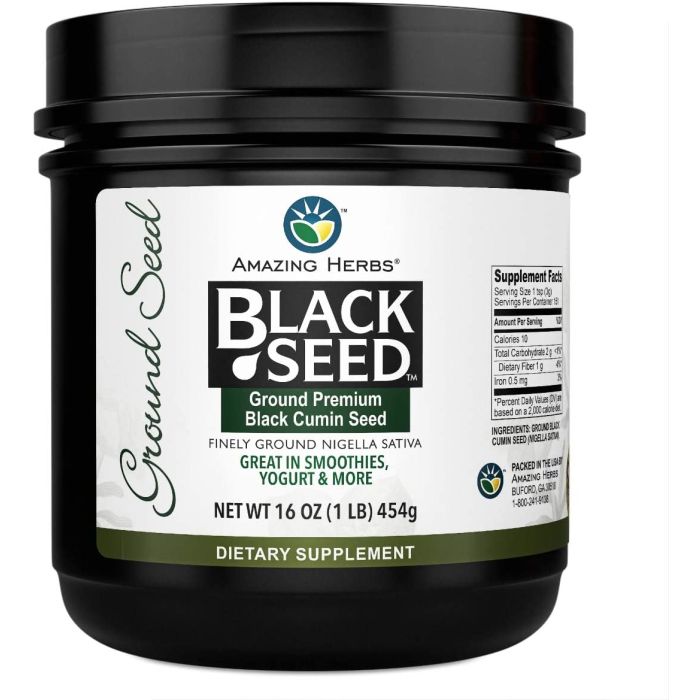 "Supplement facts for Black Cumin powder – serving size 1 tsp"