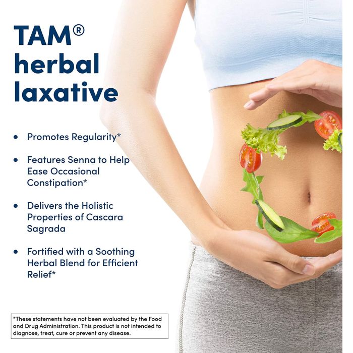 "TAM Herbal Laxative Bottle Front View – Supports Regularity"