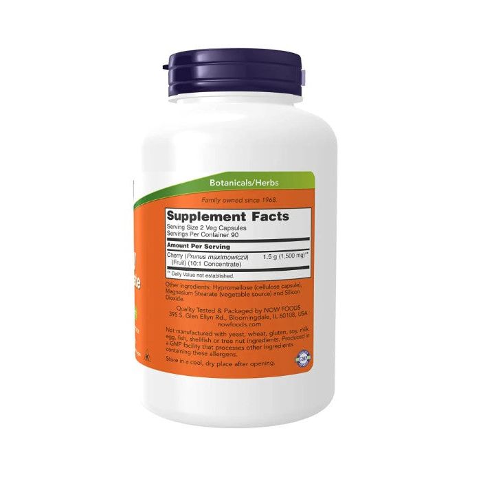 "Vegan-friendly cherry fruit extract capsules – 750mg strength, Non-GMO"