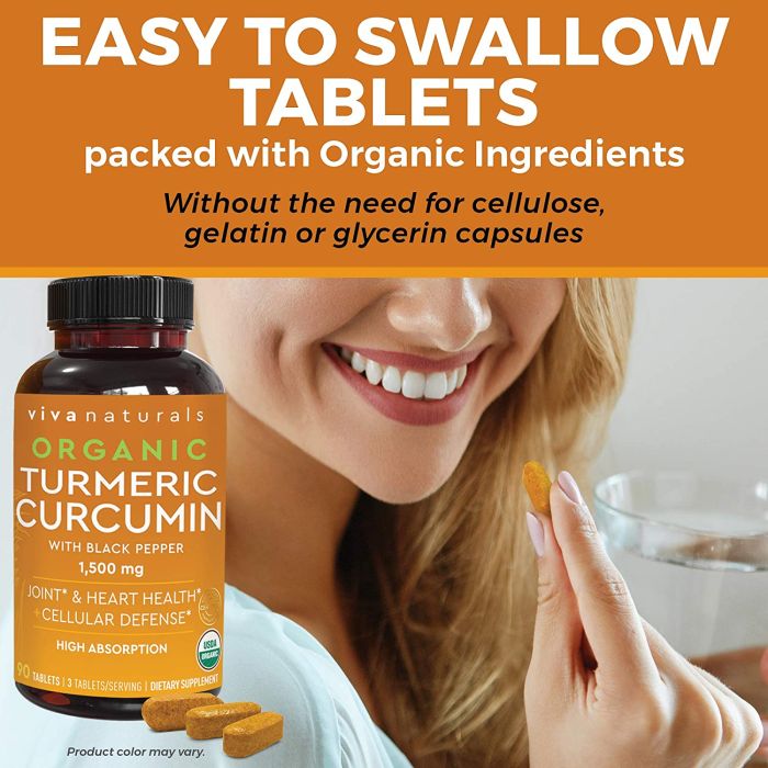 Viva Naturals Organic Turmeric Curcumin 1500mg Heart Health 90 Caps