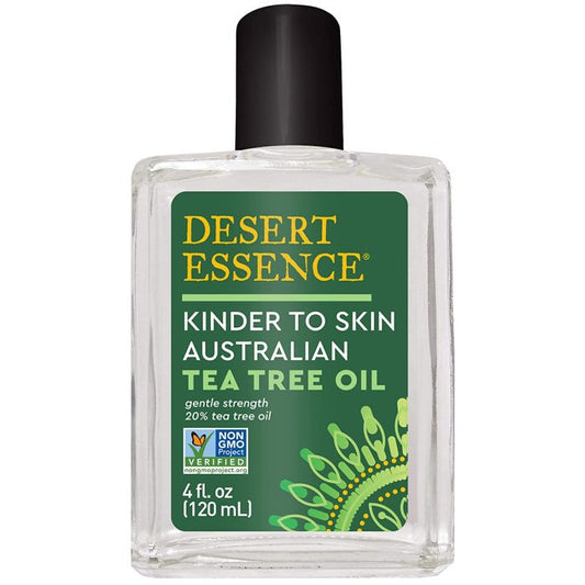 "Desert Essence Tea Tree Oil 4 oz – natural remedy for skin irritations and blemishes"

