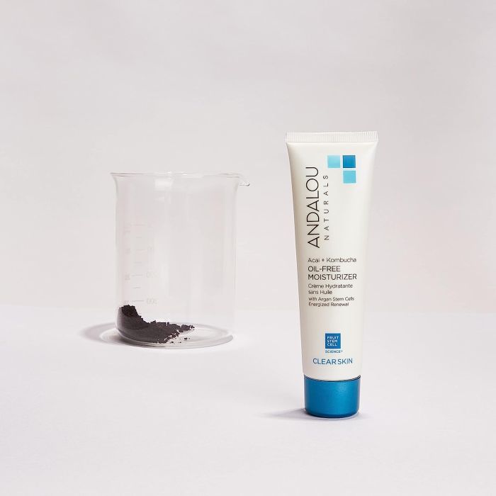 "Acai and kombucha face moisturizer for acne-prone skin – lightweight oil-free formula by Andalou Naturals"