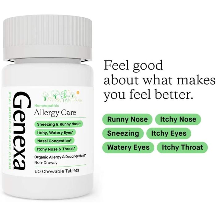 "Non-drowsy allergy care by Genexa – gluten-free, vegan, and organic"