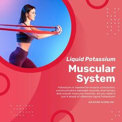 Supplement Facts label for Alkazone Potassium+ mineral drops, liquid formula