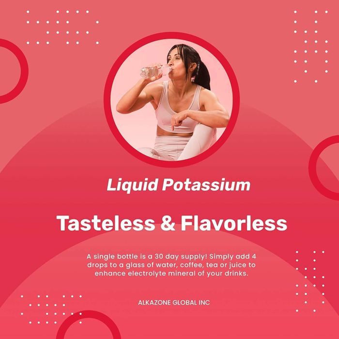 Alkazone Liquid Potassium Essential Mineral Drops 1.25 oz bottle for hydration and electrolyte support