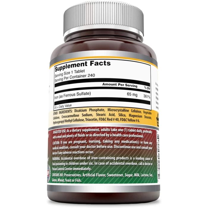Non-GMO and gluten-free iron supplement made in USA by Amazing Formulas