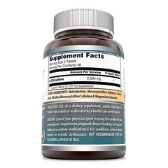 Amazing Formulas L-Citrulline 2000mg – increase nitric oxide and support cardiovascular function, 120 tablets.