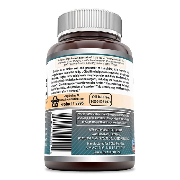 Amazing Formulas L-Citrulline 2000mg tablets – enhance blood flow, 120 tablets for sexual health and performance.