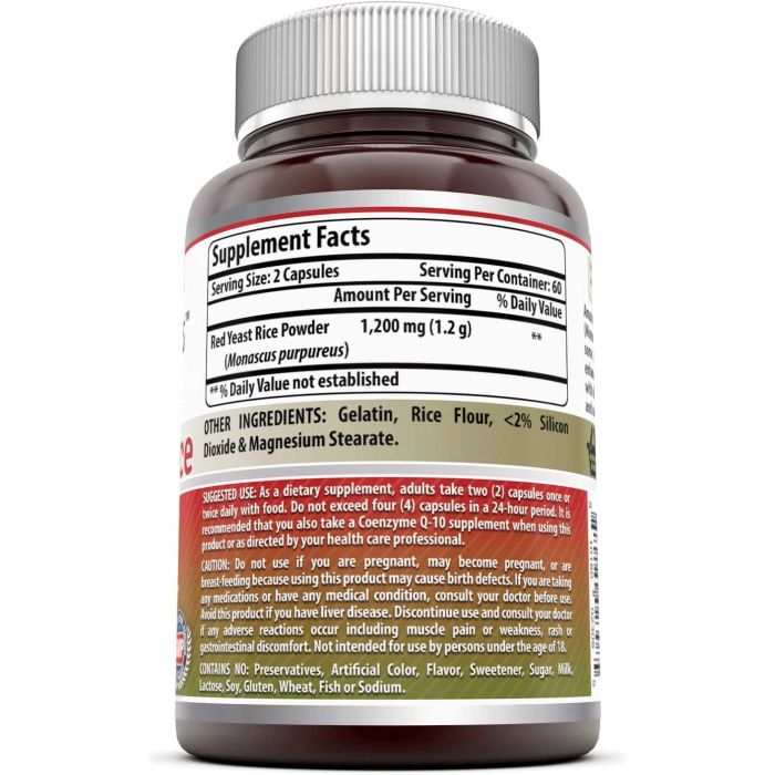 Amazing Formulas Red Yeast Rice 1200mg – supports heart health and cholesterol, 120 capsules.