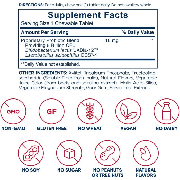 Daily probiotic chewable tablets – supports digestion and immunity