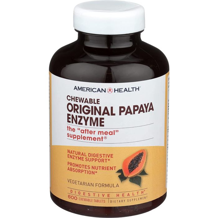 Chewable tablets with papain, protease, and peppermint for digestive relief