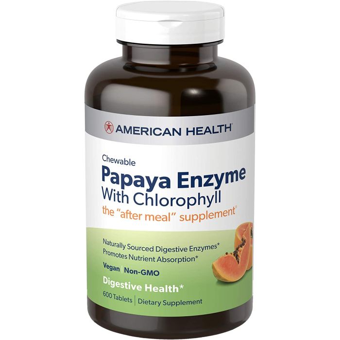 Vegetarian and Non-GMO certified Papaya Enzyme chewables by American Health