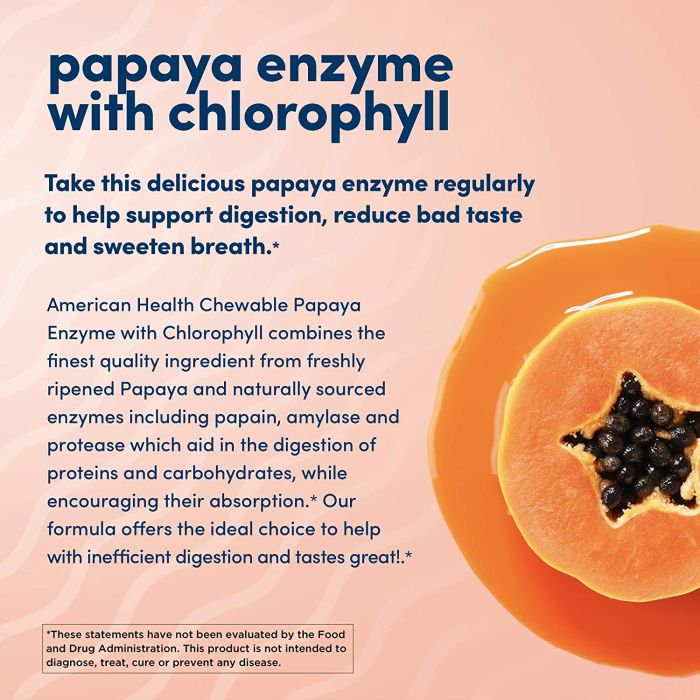 Natural digestive enzyme formula with chlorophyll and peppermint for fresh breath