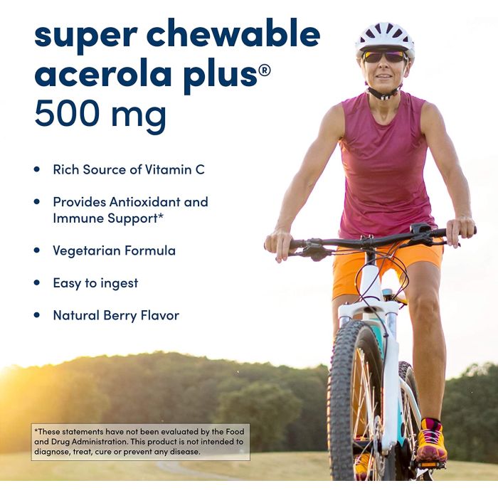 Natural berry-flavored chewable vitamin C wafers with bioflavonoids and rose hips