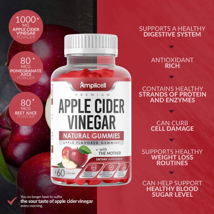 Gummies with apple cider vinegar, beetroot, and pomegranate ingredients