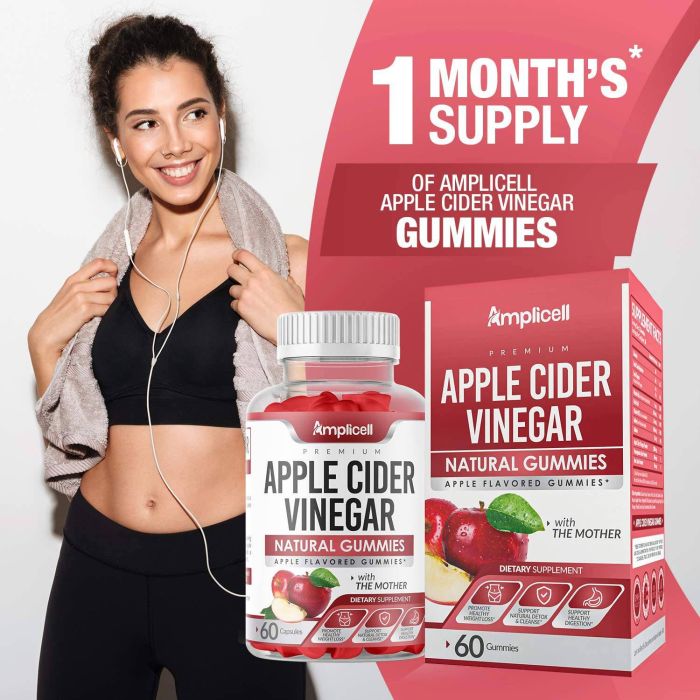 Close-up of red apple-flavored vegan ACV gummies