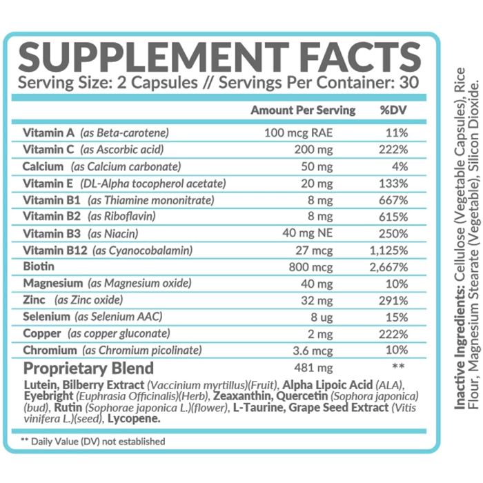 "Amplicell eye vitamins made in USA – non-GMO and GMP certified formula"