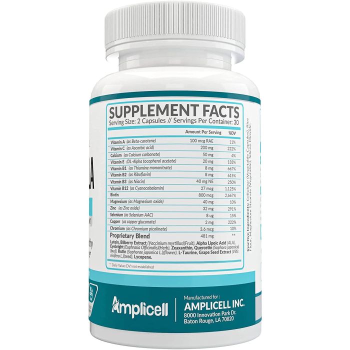 "Amplicell Eye Formula bottle – daily vision support supplement, 60 capsules"