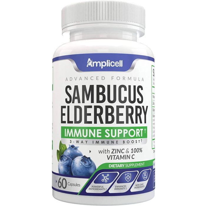 Amplicell Sambucus Elderberry immune support bottle with 60 capsules
