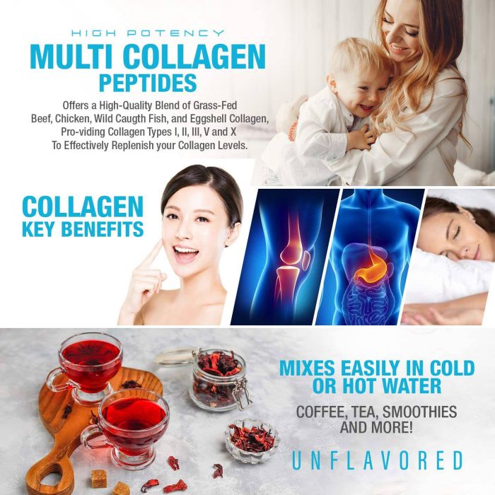 Collagen peptides powder with skin, hair, nail icons – beauty support from within