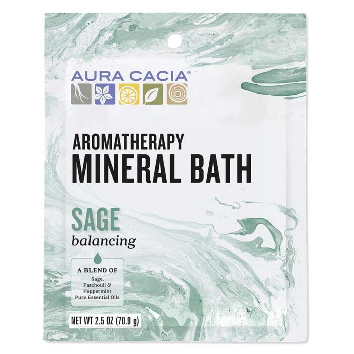 Aura Cacia Aromatherapy Mineral Bath 2.5 oz packet with essential oils and no animal testing