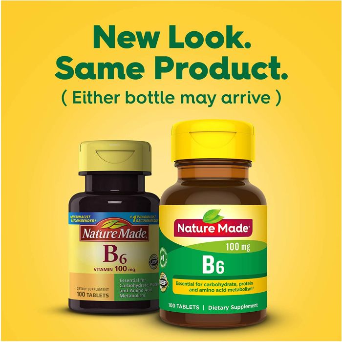 Nature Made Vitamin B6 100mg 100 Tablets Dietary Supplement